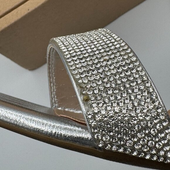 Journee Womens Idda Rhinestone Silver Textile High Block Heel Sandals Size 9 - Picture 8 of 10
